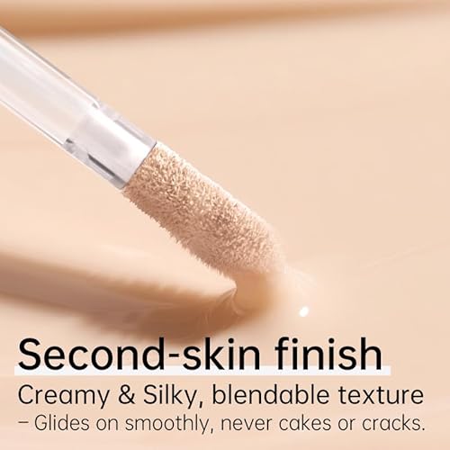CATKIN Full Coverage Dual-Ended Liquid Concealer Eraser Dark Circles Treatment, Creamy Blendable smooth formula for Blemishes Redness, Long Lasting Waterproof, Sponge Tip Included 5g C02 COTTON