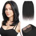 Clip in Hair Extensions 2PCS Short Human Hair Fill-Ins 6 Inch #1B Natural Black