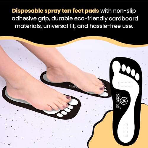 KOBBTAN Disposable Spray Tan Feet Pads Black 120 Pairs for Salon & Home Use