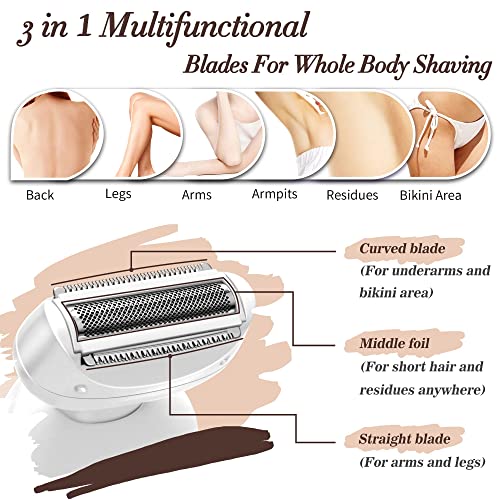 Women’s Electric Shaver Bikini & Body Trimmer - White, Rechargeable, Waterproof