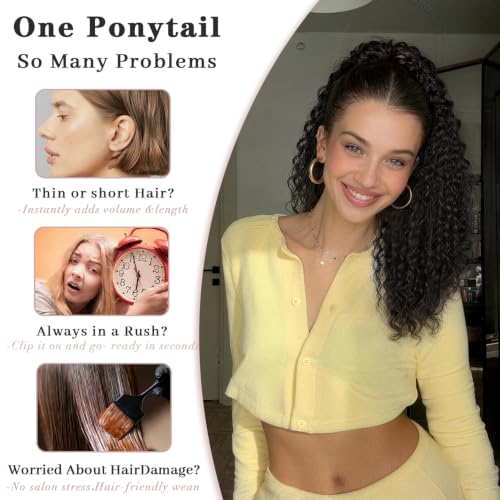 Isaic 20 Inch Ombre Honey Blonde Curly Ponytail Extension Clip-In Hairpiece