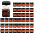 2oz Jars with Lids, HOA Kinh 40 Pack Amber Glass Jars with Lids Empty Cosmetic Containers Round Airtight Glass Jar with Black Lid for Storing Lotions Powders Ointments