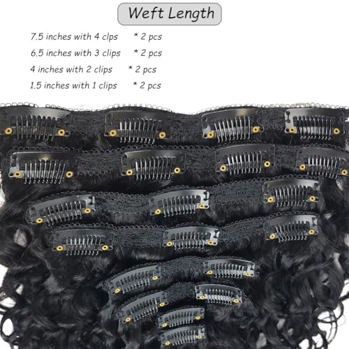 Deep Curly Clip-In Human Hair Extensions 120g 22 Inches Black - Natural