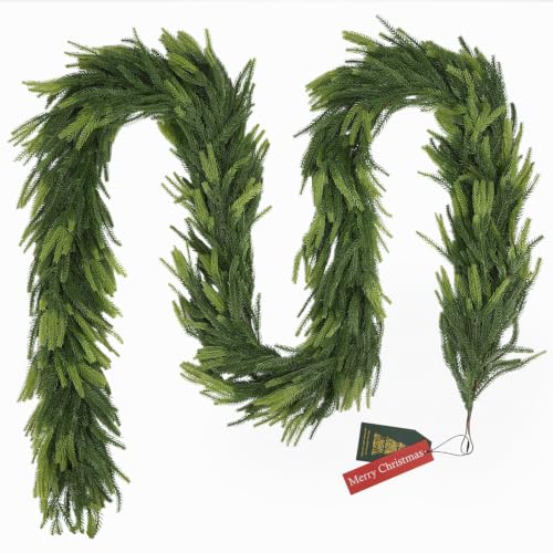 12ft Artificial Norfolk Pine Garland - Real Touch Christmas Greenery for Indoor Outdoor Decor Variation of 1