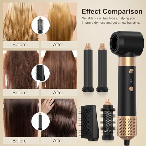 6-in-1 Hot Air Hair Styler Brush with 950W Curling, Straightening & Volumizing
