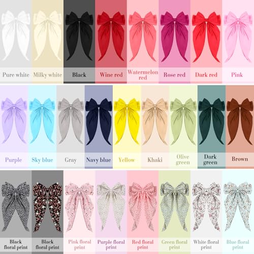 Large Satin Hair Bows Bulk - Floral Hair Accessories for Women, 25 Pieces