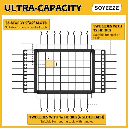 Garden Tool Organizer Cart with Lockable Wheels & 35 Slots