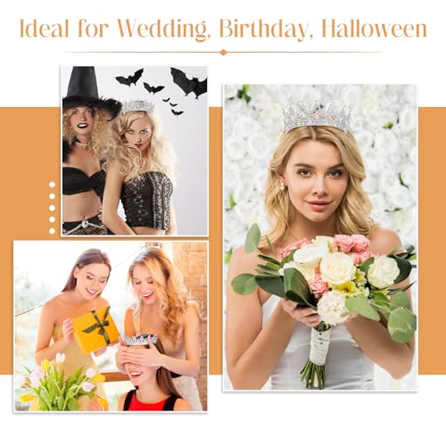 Silver Crown Tiara Set for Women with Comb | Bridal & Party Hair Accessories