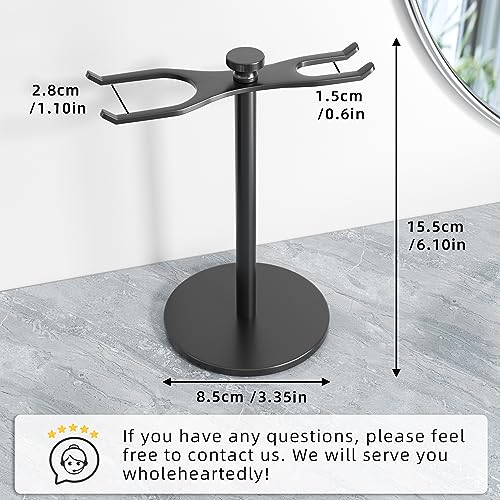 pickpiff Safety Razor Stand With Brush Holder, Black Heavy Duty Metal Shaving Holder for Men, Extra Wide Openings, Fits Most Brushes and All Kinds Of Razors