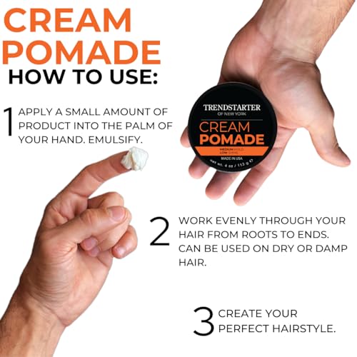 Cream Pomade 4oz Pack of 2 - Medium Hold, Low Shine, Water-Based Hair Styling Putty