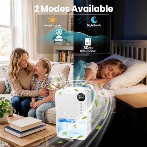 YEMIGTECH White 128oz Dehumidifier for Home Basement Bathroom RV Quiet Portable with Timer Night Light