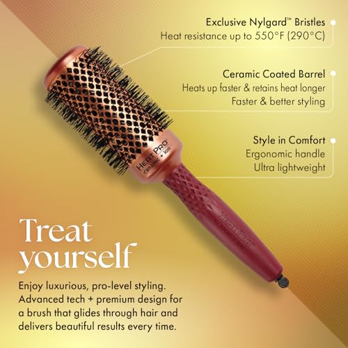 Olivia Garden HeatPro 1 3/4-Inch Round Thermal Hair Brush - Not Electrical, Heat Resistant up to 550°F
