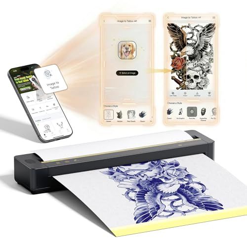 Tattoo Stencil Printer for Beginners - Matte Black, Portable Bluetooth Design