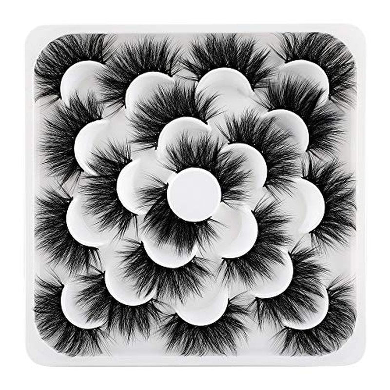 6D Mink Lashes Eyelashes Volume Dramatic Wispy Lashes Mink zanlufly 22MM Long False Eyelashes Luxury Crossed Soft Volume Reusable 10 Pairs Lashes Pack
