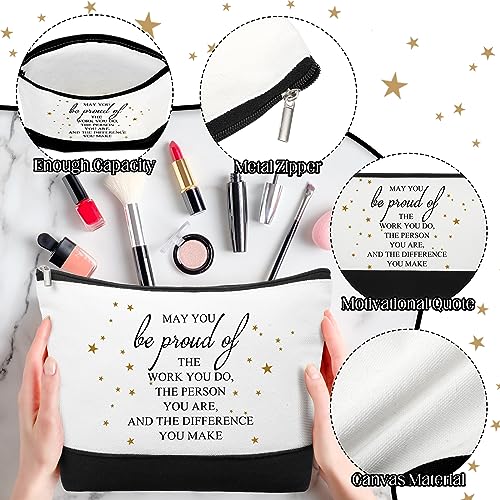 30 Pcs Inspirational Canvas Makeup Bags Gift Set for Women, Travel Organizer