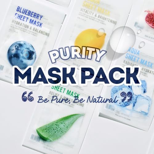Hydrating Face Mask Variety Pack - 40 Sheets with Aloe Charcoal Collagen & More - 1 Pack of 40