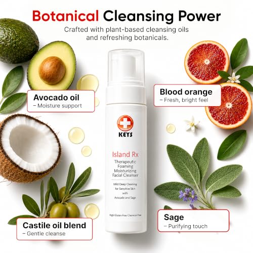 Keys Island Rx Therapeutic Foaming Facial Cleanser 8 Oz - Deep Clean & Calm Skin