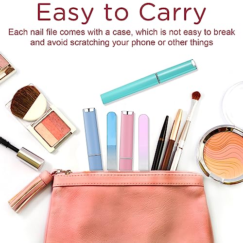 Lasnten 24 Pcs Crystal Glass Nail Files with Case Bulk Manicure for Women Mom Professional Glass Nail File Double Sided, Mothers Day 12 Colors