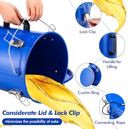6 Gal Fryer Grease Bucket with Lid & Filter Bag - Commercial Oil Disposal