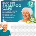 No-Rinse Shampoo & Conditioner Shower Cap, Waterless Hair Washing for Elderly, Bedridden, Hassle-Free Microwavable Hair Washing Cap infused with Aloe & Vitamin E ? 12-Pack