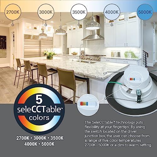600 Lumens 6-Inch LED Recessed Light Trim with Selectable Color Temp - Pack of 4