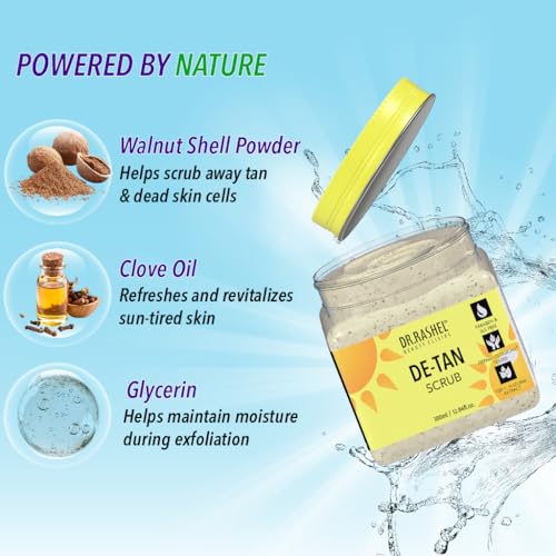 DR.RASHEL De-Tan Face & Body Scrub 12.84?Fl?Oz Exfoliating Face Wash with Natural Extracts for Tan Removal, Blackhead Remover & Oil Control Cleanser ? Suitable for Most Skin Types - 380ml