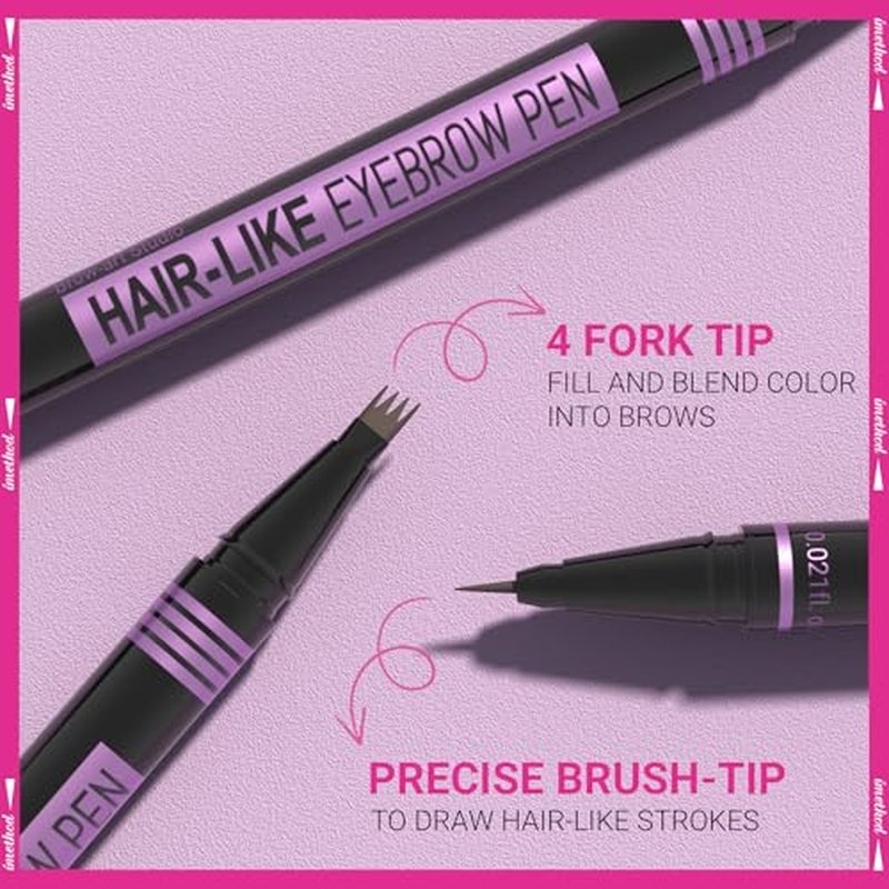 iMethod Eyebrow Pen - Eyebrow Pencil Magic 2-in-1 Eye Brow Pencils for Women with 4-Fork-Tip and Precise Brush-Tip Create Natural Hair-Like Brows, Last All Day, Microblading Eyebrow Pen, Dark Brown