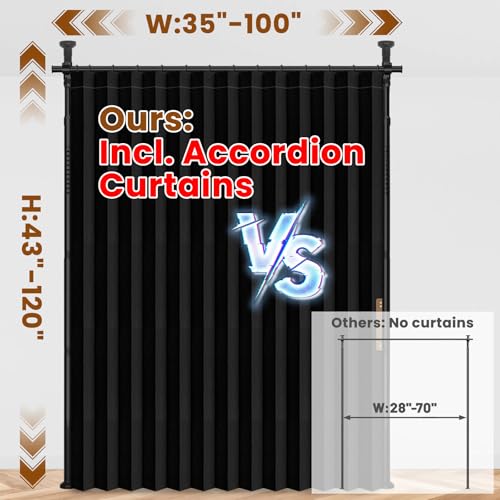 AJAZZ Blackout Room Divider Curtain Set 100"W x 84"L No Drill Privacy Partition