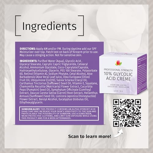 Glycolic Acid Face Cream - Exfoliating Moisturizer for Smooth Skin