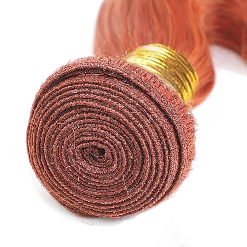 350 Orange Hair Extensions - Body Wave Brazilian Virgin Human Hair 14 Inch - Double Weft, 50g Bundles (Variation: 350 Orange B / 14 14 14 Inch)