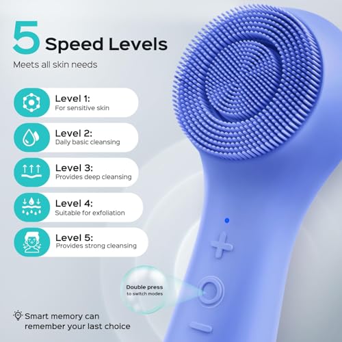Coslus FBS03 Blue Face Cleansing Brush 2-in-1 Vibration & Rotation