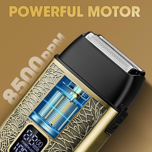 Bronze Electric Shaver for Men, Waterproof Triple Foil Razor, USB Rechargeable Bald Head Grooming