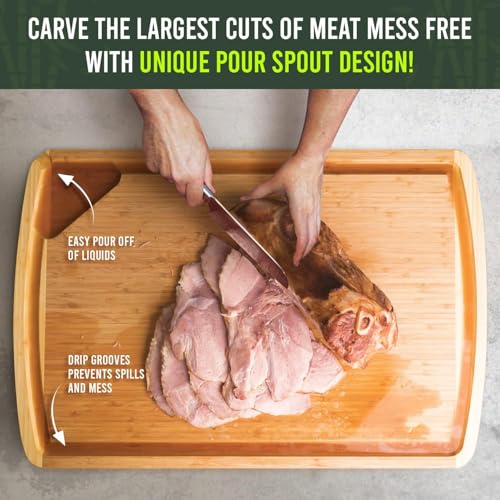 Two-Tone Large Wooden Cutting Board 30x20 Inches - Extra Large Carving & Serving Board