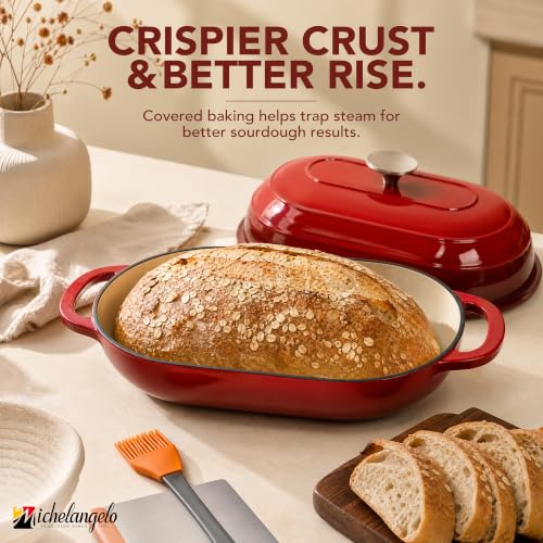 Enamel Cast Iron Bread Oven - Oval Dutch Oven for Sourdough Baking