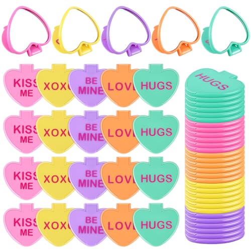 clothmile 100 Pcs Valentine Compact Mirror Bulk Gifts Heart Shaped Mini Pocket Mirror Folding Makeup Portable Love Hand Mirror for Women Valentine's Day Gift
