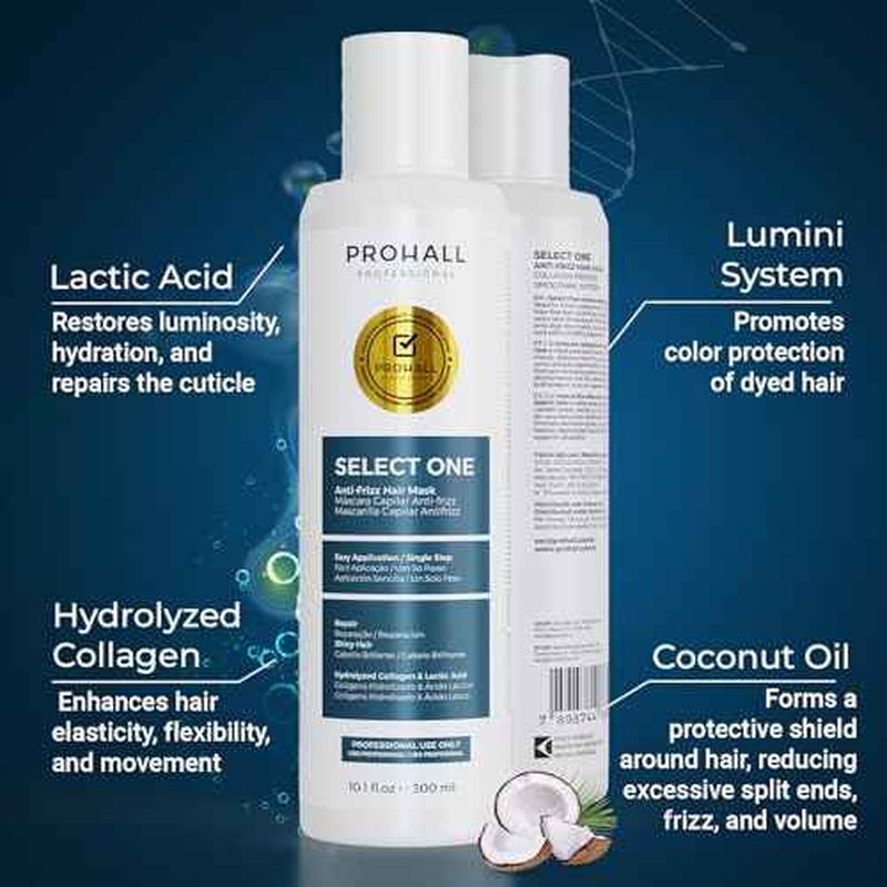 Brazilian Keratin Treatment Blowout Complex-PROHALL SELECT ONE 10.1oz/300ml-Formaldehyde Free Keratin Hair Treatment at Home-Queratina Brasile?a Keratina Para Alisar el Pelo Sin Formol