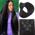 TOHASI Natural Black 1B# 18 Inch Human Hair Clip-In Extensions - Seamless, Tangle-Free, Easy to Apply