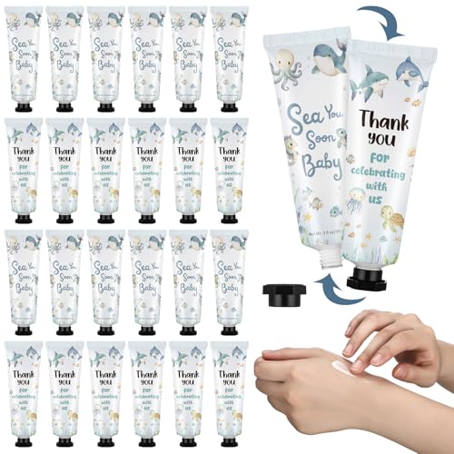 Loopeer 50 Pcs Sea You Soon Baby Shower Hand Cream Gift Bulk Set Double Side Design Thank You for Celebrating with Me for Under the Sea Themed Baby Shower Birthday Party Favors