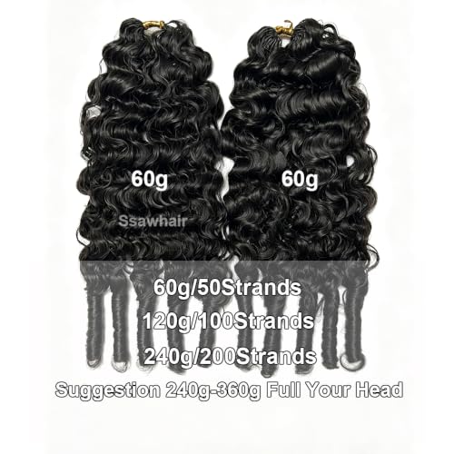 Ssawhair 22 Inch Water Curl Crochet Human Hair Extensions 60g Pre-Separated