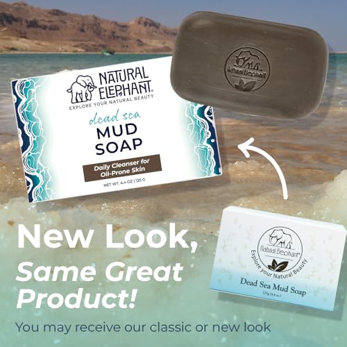 Natural Elephant Dead Sea Mud Soap Bar 13.2 oz - Mineral-Rich Facial & Body Cleanser, Pack of 1