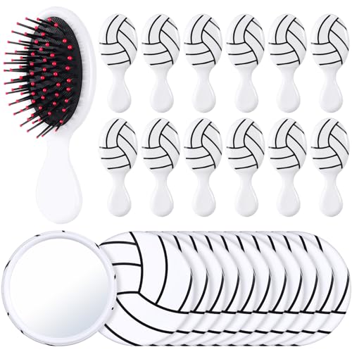 Volleyball Team Gift Set - 12 Hair Brushes & Mirrors for Girls