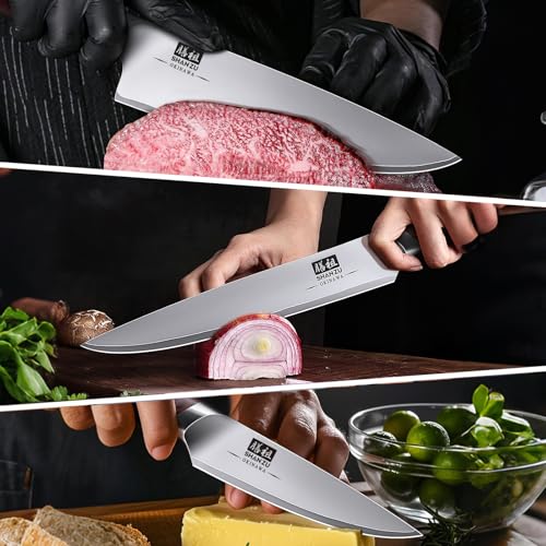 SHAN ZU 3-Piece Japanese Knife Set High Carbon Stainless Steel Ultra-Sharp Kitchen Knives