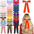 40 Colors Satin Hair Bows Bulk for Women Large Long Tail Hair Ribbons - Elegant Hair Clips & Barrettes