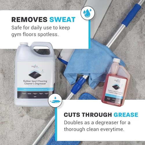 Heavy Duty Rubber Floor Cleaner & Degreaser - 4 Gallons - Protects Gym Surfaces