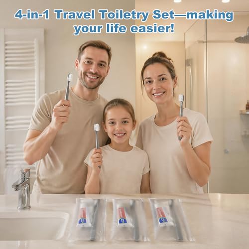 30-Pack Travel Toothbrush and Toothpaste Set with Floss Picks & Case