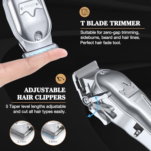 Ufree Cordless Hair Clippers & Trimmer Set with LED Display - Silver