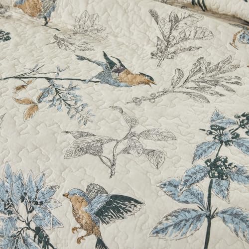Queen Comforter Set - Birds Printing American Country Style, Beige, 3 Pieces - Variation: Queen / Country Chic