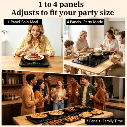47.2x15.7 Inch Electric Warming Tray with 4 Zones & Tempered Glass - Modular Food Warmer for Buffet & Catering
