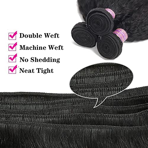 Kinky Straight Human Hair Extensions 12 Inch Natural Black - 1 Bundle
