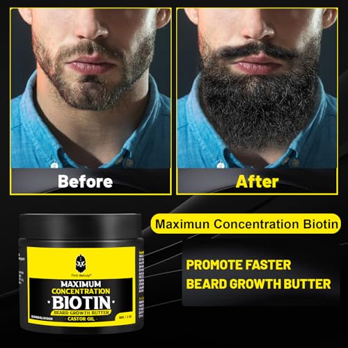 Sandalwood Beard Butter with Biotin, Castor & Argan Oil for Growth & Softening - 2 Pack